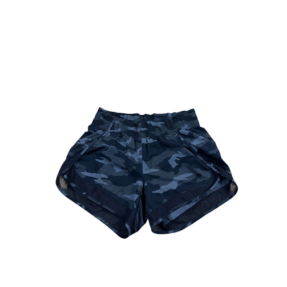 Athleta Printed Mesh Racer Run Short 4" Black Camo Womens XXS Running Shorts